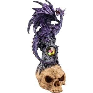 Purple Dragon on Jeweled Skull Statue