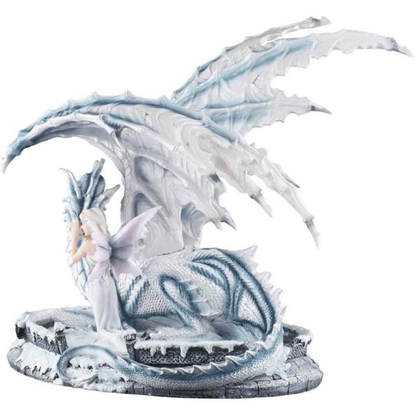 Fantasy Ice Fairy with Dragon Statue