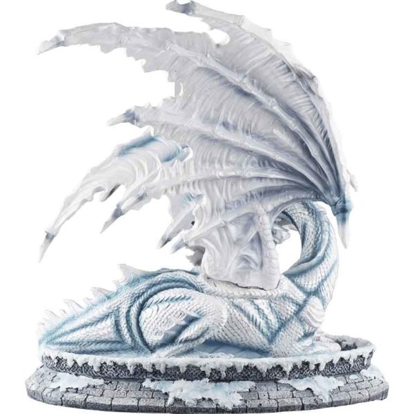 Fantasy Ice Fairy with Dragon Statue