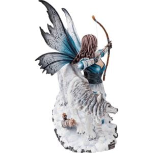 Arctic Fairy Archer with Wolf Statue