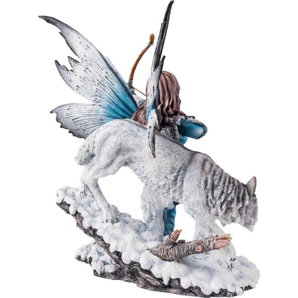 Arctic Fairy Archer with Wolf Statue