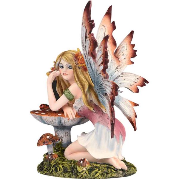 Autumn Leaf Toadstool Fairy Statue