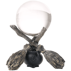 Broom and Cauldron Gazing Ball