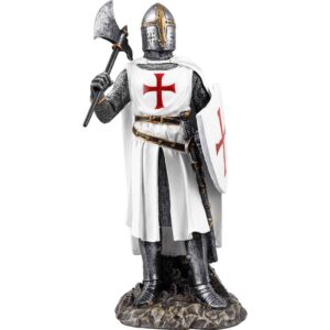Crusader Knight with Axe and Shield Statue