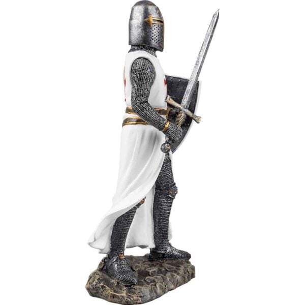 Crusader Knight with Sword and Shield Statue