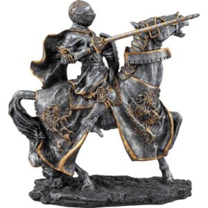 Dark Stone Jousting Knight Statue