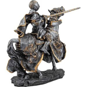 Dark Stone Jousting Knight Statue