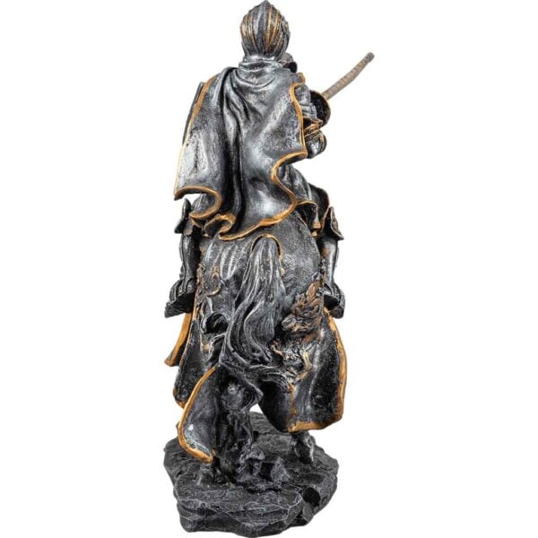 Dark Stone Jousting Knight Statue