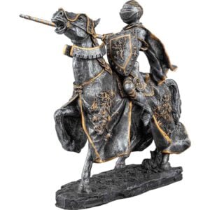 Dark Stone Jousting Knight Statue