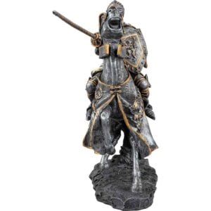 Dark Stone Jousting Knight Statue