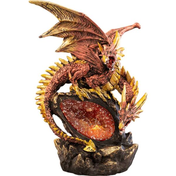 Red Geode Keeper LED Dragon Statue