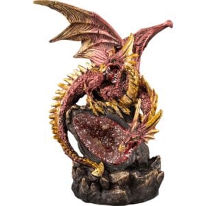 Red Geode Keeper LED Dragon Statue
