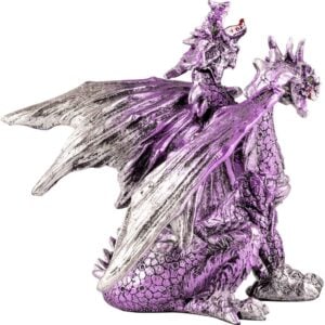 Double Headed Purple and Silver Dragon Statue