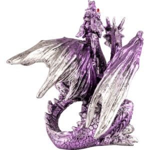 Double Headed Purple and Silver Dragon Statue