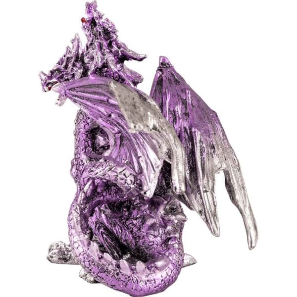Double Headed Purple and Silver Dragon Statue