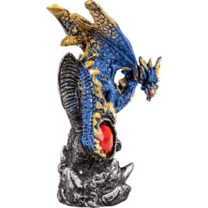 Young Blue Dragon Gem Protector Statue