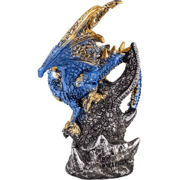 Young Blue Dragon Gem Protector Statue