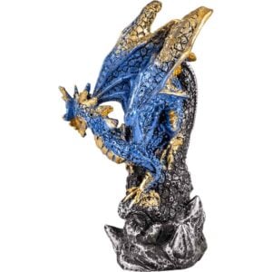 Young Blue Dragon Gem Protector Statue