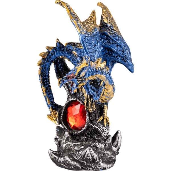 Young Blue Dragon Gem Protector Statue