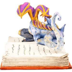 Book Wyrm Dragon Statue