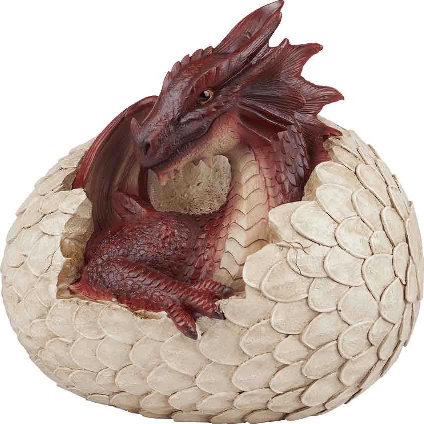 Hatching Red Dragon Egg Statue