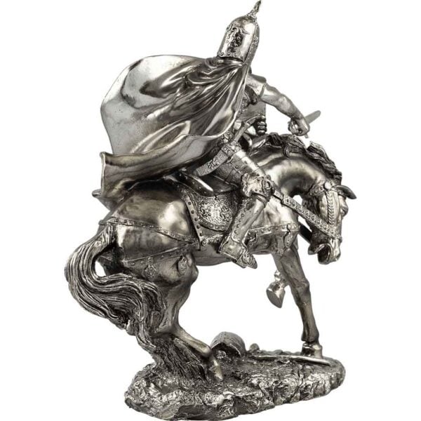 Charging Mounted Medieval Knight Statue
