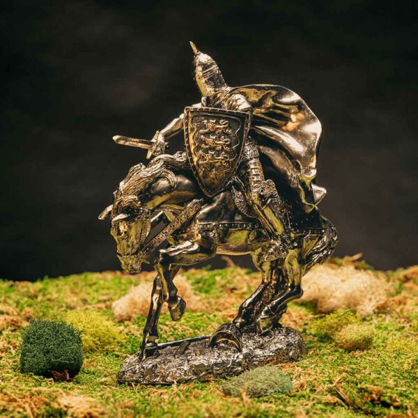 Charging Mounted Medieval Knight Statue