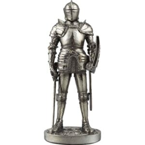 Medieval Knight with Sword and Shield Statue