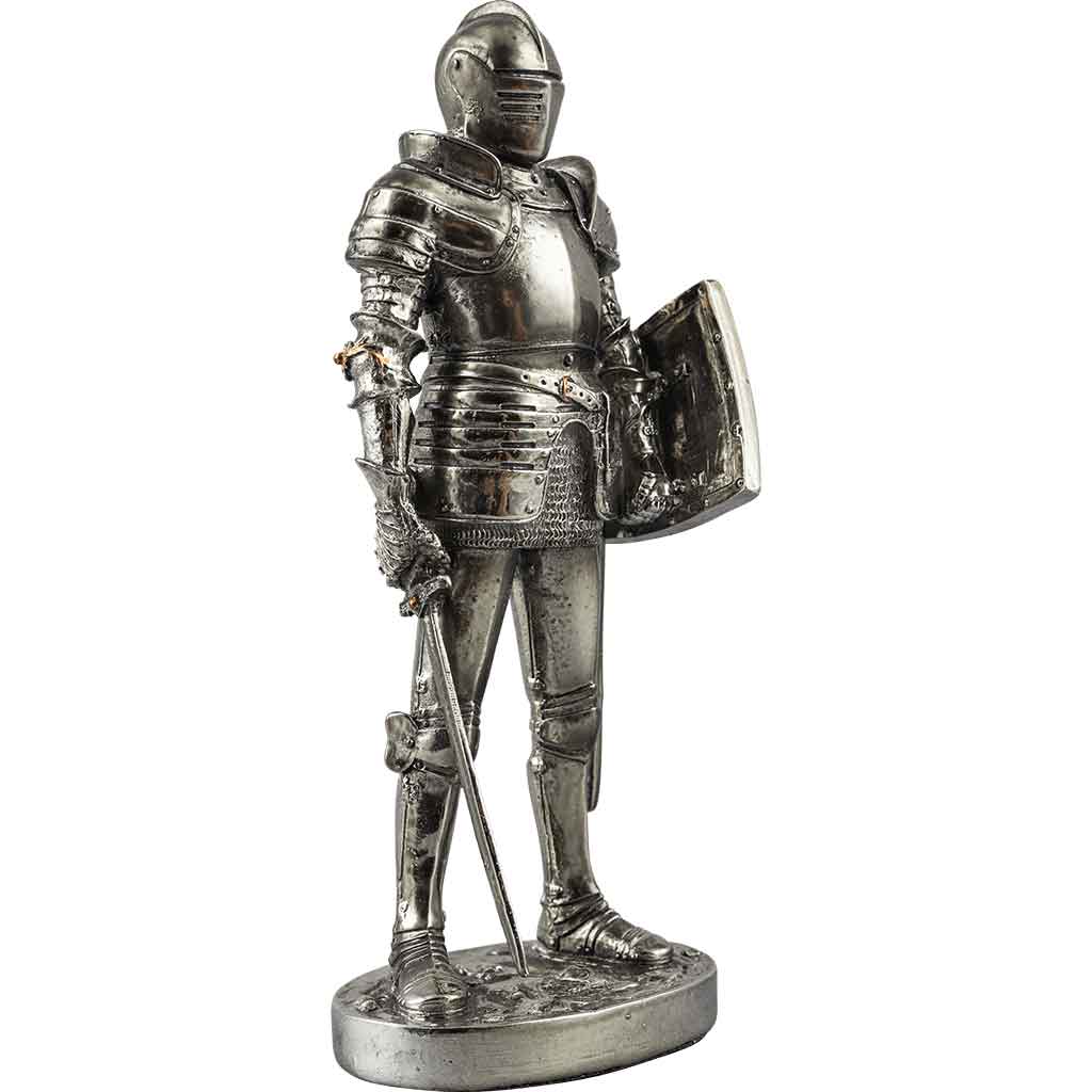 Medieval Knight with Sword and Shield Statue