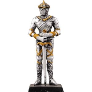 Medieval Knight Standing with Sword Statue