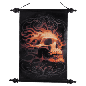 Ornate Fire Skull Art Scroll