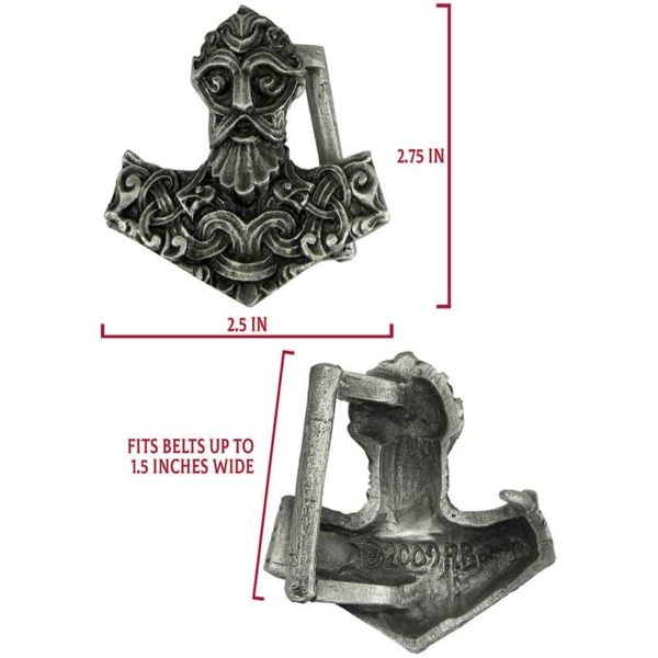 Pewter Thors Hammer Belt Buckle