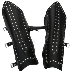 Studded Black Leather Greaves