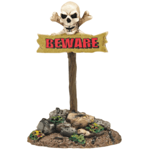 Beware The Boneyard Sign - Halloween Village Accessories by Department 56