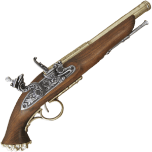 18th Century Pirate Flintlock Pistol Brass