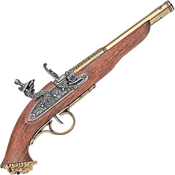 18th Century Pirate Flintlock Pistol Brass