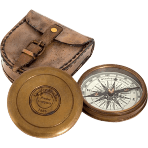 Antique Pocket Compass with Pouch
