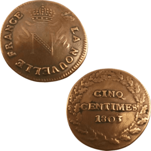 1803 Napoleonic New France 5 Centimes Coin