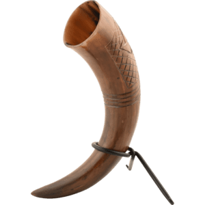 Carved Drinking Horn with Stand