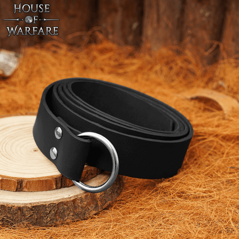 Leather Medieval Ring Belt - Black - HW-700452 - Medieval Collectibles
