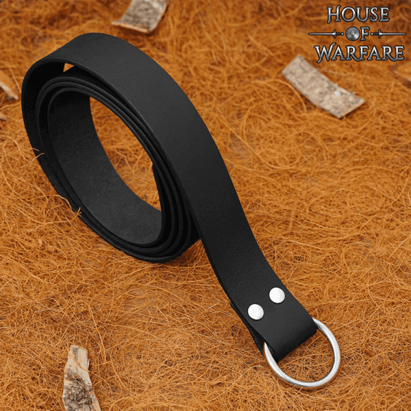 Leather Medieval Ring Belt - Black