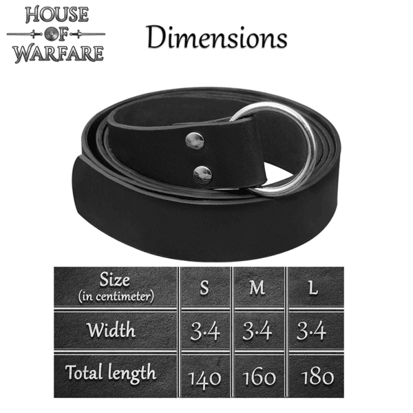 Leather Medieval Ring Belt - Black