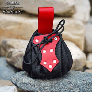 Medieval Belt Pouch with Red Trim