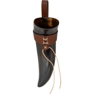 Great Norse Drinking Horn with Leather Holder