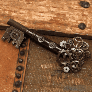 Large Antique Key Gear Pin