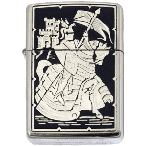 Damascene French Knight Zippo Lighter by Marto