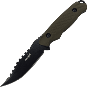 Army Green Sawback Survival Knife