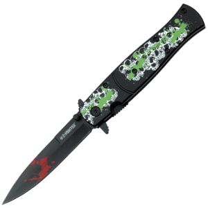 Black Skull Fold Out Knife
