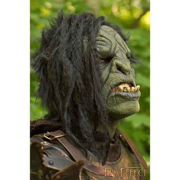 Green Brutal Orc Mask with Hair