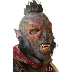 Red Carnal Orc Mask with Hair
